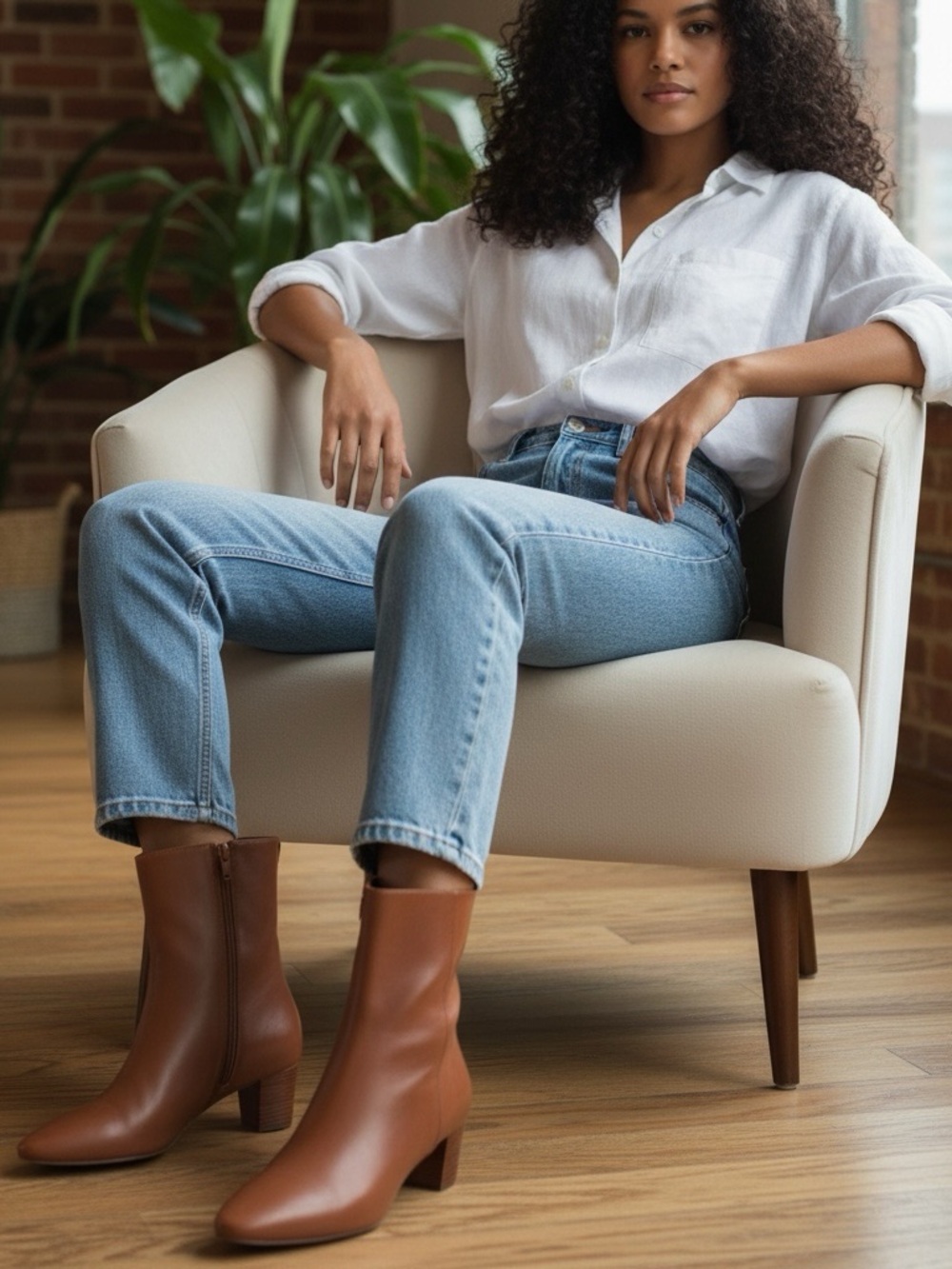 Lauren Ralph Lauren Willa Tan Leather Ankle Boots
